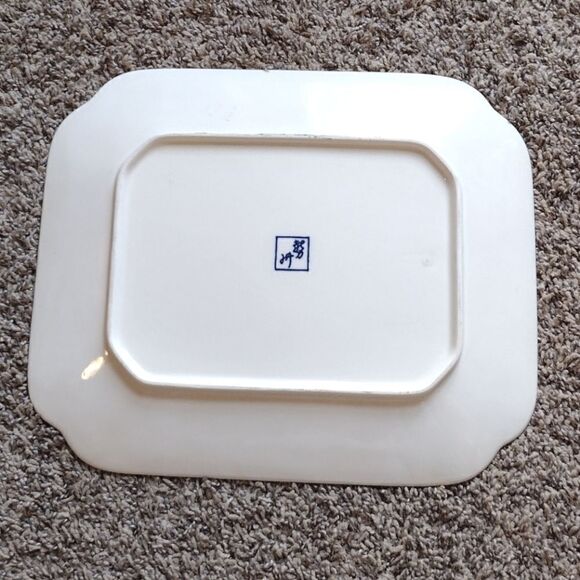 Sun Ceramics Koi Fish Rectangular Blue White Serving Plate Dish Japanese Art - Picture 2 of 10